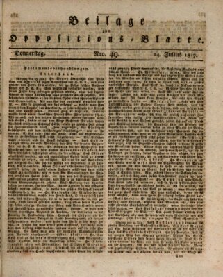 Oppositions-Blatt oder Weimarische Zeitung Donnerstag 24. Juli 1817