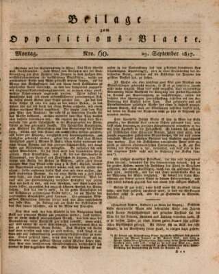 Oppositions-Blatt oder Weimarische Zeitung Montag 29. September 1817