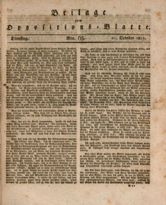 Oppositions-Blatt oder Weimarische Zeitung Dienstag 21. Oktober 1817