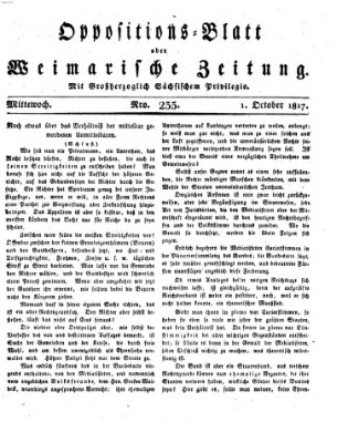 Oppositions-Blatt oder Weimarische Zeitung Mittwoch 1. Oktober 1817