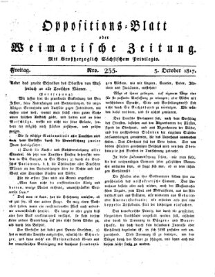 Oppositions-Blatt oder Weimarische Zeitung Freitag 3. Oktober 1817