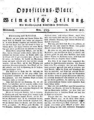 Oppositions-Blatt oder Weimarische Zeitung Mittwoch 8. Oktober 1817