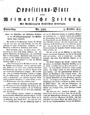 Oppositions-Blatt oder Weimarische Zeitung Donnerstag 9. Oktober 1817