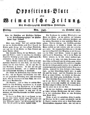 Oppositions-Blatt oder Weimarische Zeitung Freitag 10. Oktober 1817