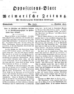 Oppositions-Blatt oder Weimarische Zeitung Samstag 11. Oktober 1817