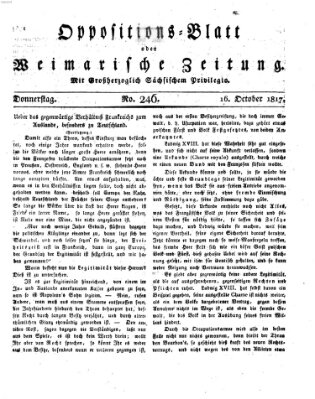 Oppositions-Blatt oder Weimarische Zeitung Donnerstag 16. Oktober 1817