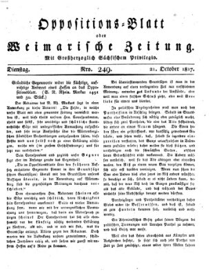 Oppositions-Blatt oder Weimarische Zeitung Dienstag 21. Oktober 1817