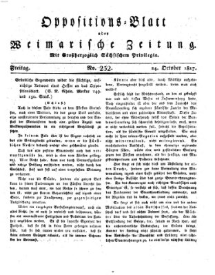 Oppositions-Blatt oder Weimarische Zeitung Freitag 24. Oktober 1817