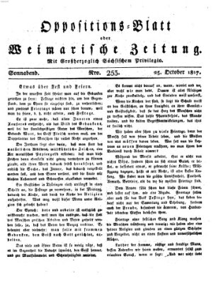 Oppositions-Blatt oder Weimarische Zeitung Samstag 25. Oktober 1817