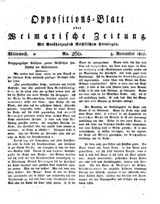 Oppositions-Blatt oder Weimarische Zeitung Mittwoch 5. November 1817