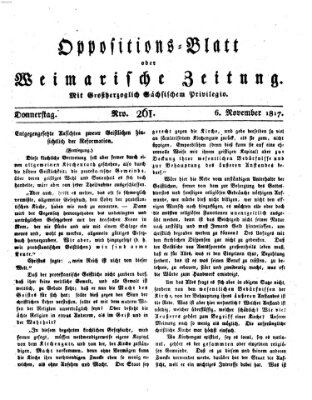 Oppositions-Blatt oder Weimarische Zeitung Donnerstag 6. November 1817