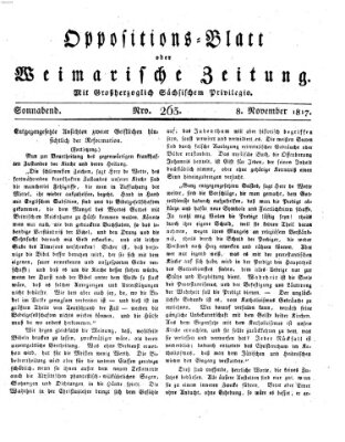 Oppositions-Blatt oder Weimarische Zeitung Samstag 8. November 1817