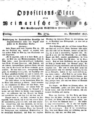 Oppositions-Blatt oder Weimarische Zeitung Freitag 21. November 1817