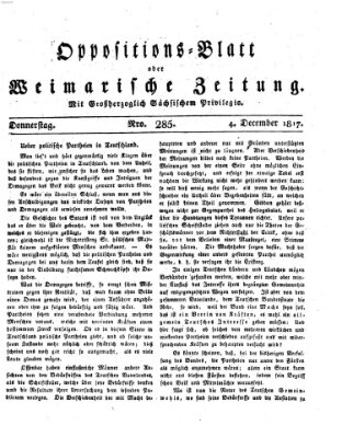 Oppositions-Blatt oder Weimarische Zeitung Donnerstag 4. Dezember 1817