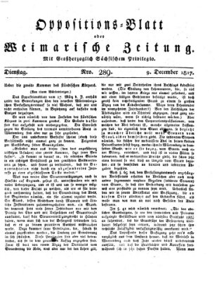 Oppositions-Blatt oder Weimarische Zeitung Dienstag 9. Dezember 1817