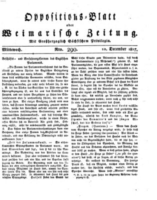 Oppositions-Blatt oder Weimarische Zeitung Mittwoch 10. Dezember 1817