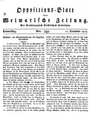 Oppositions-Blatt oder Weimarische Zeitung Donnerstag 11. Dezember 1817