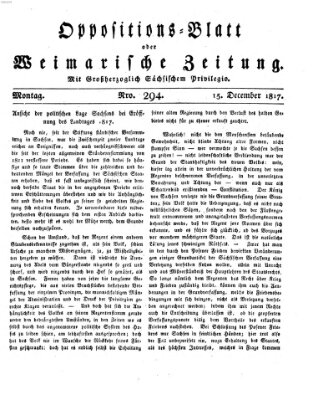 Oppositions-Blatt oder Weimarische Zeitung Montag 15. Dezember 1817