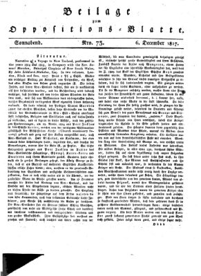 Oppositions-Blatt oder Weimarische Zeitung Samstag 6. Dezember 1817