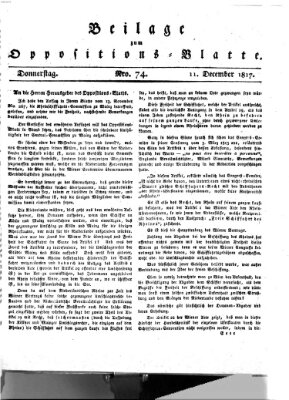 Oppositions-Blatt oder Weimarische Zeitung Donnerstag 11. Dezember 1817