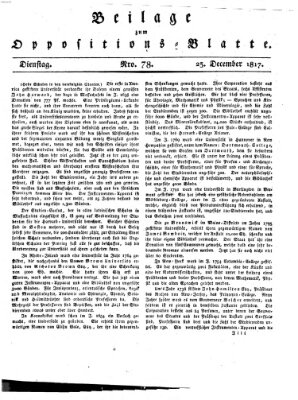 Oppositions-Blatt oder Weimarische Zeitung Dienstag 23. Dezember 1817