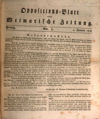 Oppositions-Blatt oder Weimarische Zeitung Freitag 2. Januar 1818