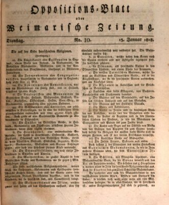 Oppositions-Blatt oder Weimarische Zeitung Dienstag 13. Januar 1818