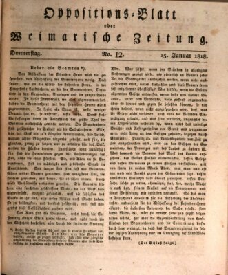 Oppositions-Blatt oder Weimarische Zeitung Donnerstag 15. Januar 1818