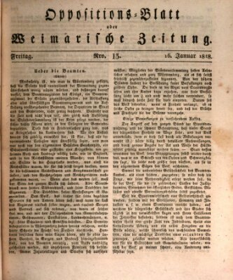 Oppositions-Blatt oder Weimarische Zeitung Freitag 16. Januar 1818