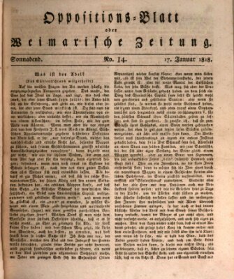 Oppositions-Blatt oder Weimarische Zeitung Samstag 17. Januar 1818