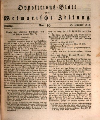 Oppositions-Blatt oder Weimarische Zeitung Freitag 23. Januar 1818