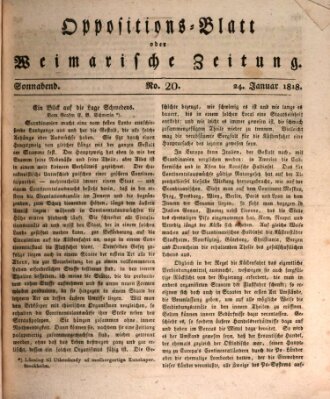 Oppositions-Blatt oder Weimarische Zeitung Samstag 24. Januar 1818