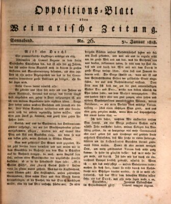 Oppositions-Blatt oder Weimarische Zeitung Samstag 31. Januar 1818