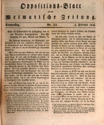 Oppositions-Blatt oder Weimarische Zeitung Donnerstag 5. Februar 1818