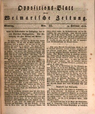 Oppositions-Blatt oder Weimarische Zeitung Montag 9. Februar 1818