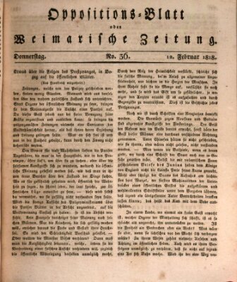 Oppositions-Blatt oder Weimarische Zeitung Donnerstag 12. Februar 1818