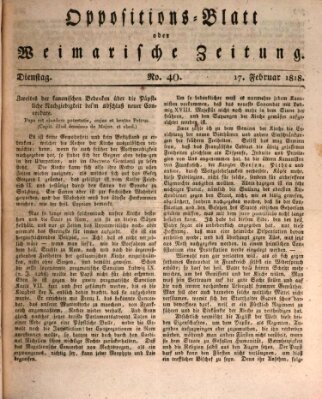 Oppositions-Blatt oder Weimarische Zeitung Dienstag 17. Februar 1818