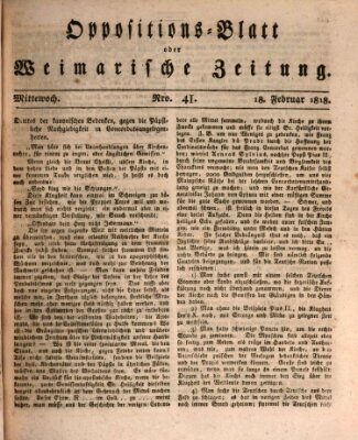 Oppositions-Blatt oder Weimarische Zeitung Mittwoch 18. Februar 1818