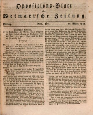 Oppositions-Blatt oder Weimarische Zeitung Freitag 20. März 1818