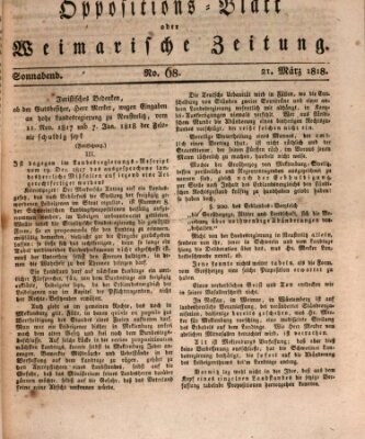 Oppositions-Blatt oder Weimarische Zeitung Samstag 21. März 1818