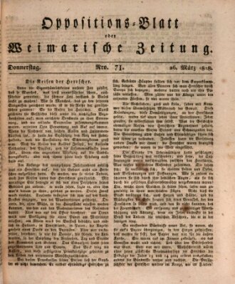 Oppositions-Blatt oder Weimarische Zeitung Donnerstag 26. März 1818