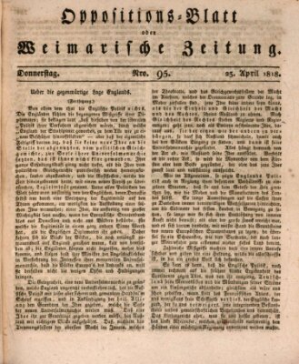 Oppositions-Blatt oder Weimarische Zeitung Donnerstag 23. April 1818