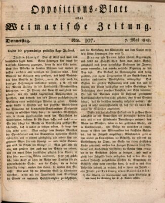 Oppositions-Blatt oder Weimarische Zeitung Donnerstag 7. Mai 1818