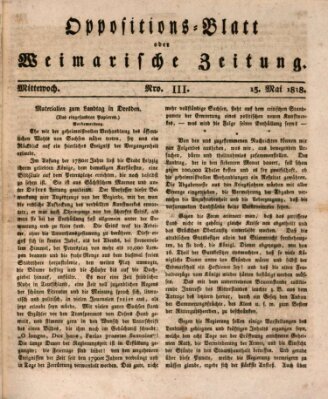 Oppositions-Blatt oder Weimarische Zeitung Mittwoch 13. Mai 1818