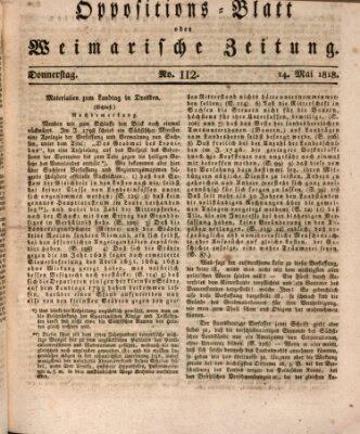 Oppositions-Blatt oder Weimarische Zeitung Donnerstag 14. Mai 1818