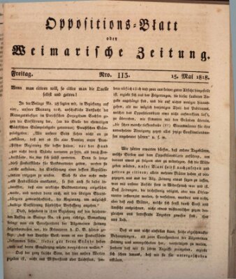 Oppositions-Blatt oder Weimarische Zeitung Freitag 15. Mai 1818