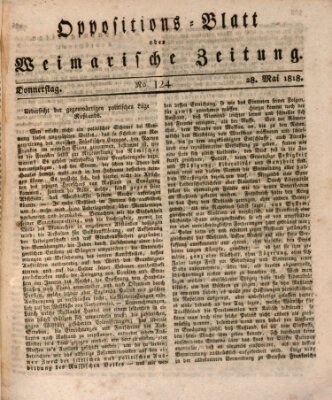 Oppositions-Blatt oder Weimarische Zeitung Donnerstag 28. Mai 1818