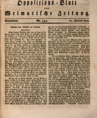 Oppositions-Blatt oder Weimarische Zeitung Samstag 20. Juni 1818