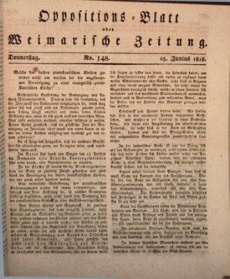 Oppositions-Blatt oder Weimarische Zeitung Donnerstag 25. Juni 1818