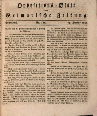 Oppositions-Blatt oder Weimarische Zeitung Samstag 27. Juni 1818